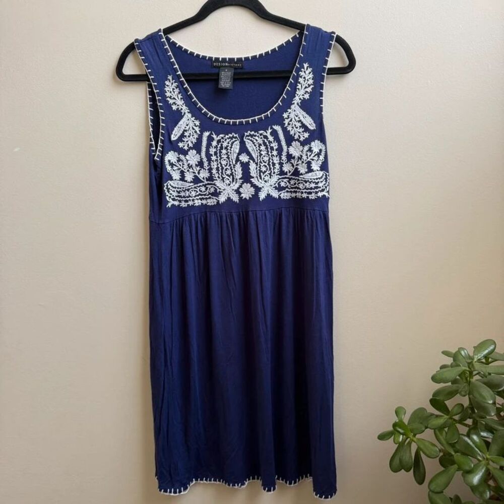 Design History Embroidered boho blue dress Size S
